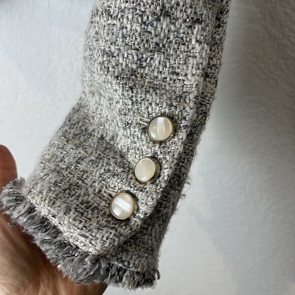 Paige Selyna Open Blazer Ivory Silver Tweed XL 220 - Picture 5 of 9